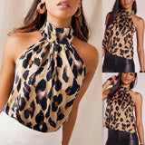 tshirt Women Tops 2020 Sexy Leopard Print Tops Girl T-Shirts Casual Halter T Shirt Female Sleeveless Plus Size