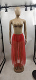 Nightclub Sexy Perspective Pleated Lace Hip Skirt Net Gauze High Waist Half