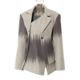 Autumn And Winter British Style Geometric Print Personality Cut To Repair The Body Hair Coat Woman