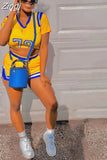 Two Piece Set Women Sexy Print Short Sleeve T-shirt+biker Shorts Summer Matching Sets Tracksuit Sweatwear