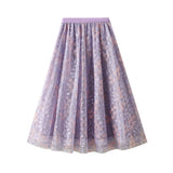 Embroidered Embroidered Waist-Up Double-Layer Mesh Dress Mid-Summer New Temperament Skirt Half-Dress Dress