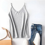 Tanks Women V-neck Knitted All-match Summer Thin Cozy Casual Loose Ulzzang Fashion Solid Simple Streetwear Popular