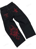 Year's New Skeleton Embroidered Jeans For Men's Casual Street Style Korean Version Of The Trend Is