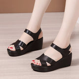 Heel Sandals Women's Summer New Waterproof Table Thick Soles Mom Sandals Large Size 4143 Muffin Bottom Fish Mouth