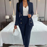 Hot Selling Sexy Wind Women's Wear For Solid Color Suit Collar Double Breasted Casual Suit