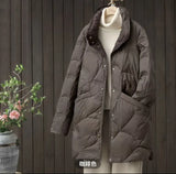 Autumn And Winter Light Down Jacket Female Long White Duck Velvet Fashion Foreign Style Retro Auspicious Cloud Standing Collar Coat Tide-Outfit