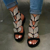 Zingj Drill Flat Bottom Clasp Large Size Women's Sandals At