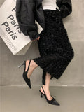 Zingj New Summer Pointed Small Fragrant Wind Pointed High Heels French High Heel Baotou Empty Sandals Woman-Outfit