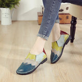 Zingj First Layer Cowhide Soft Soled Women's Shoes, National Style Color Leather Women's Singles Shoes, Beans Shoes, Middle-Aged Mother