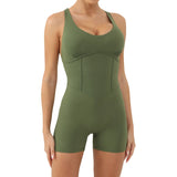 Zingj Shoulder Strap Bare Back Fitness Yoga Jumpsuit Sleeveless Hollow Back V-Waist Tight Fitness Pants- Outfit
