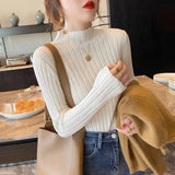 Zingj Sweater Women's Thin Half-High Collar Solid Color Knitted Sweater 2023 Autumn And Winter New Stylish Slimming
