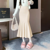 Zingj Half Skirt Women's Spring And Autumn Korean Version Solid Color Slim Long Skirt Shows Skinny Buttocks Fishtail Skirt With Long Winter