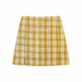 Color New Summer Harajuku Uniform Women Skirt Split Details Plaid Mini Skirt With Under Shorts Mini
