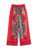 Summer Halter Scarf Blouse Printed Vertical Trousers