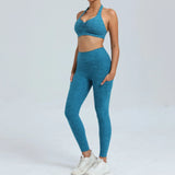 Zingj Adjustable Shoulder Strap Peach Hip Side Pocket V Waist Tights Yoga Fitness Suit-Outfit