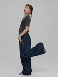 [Daihe] Summer New Leisure High Waist Linen Jeans Simple Versatile Wide Leg Jeans H6403-Outfit