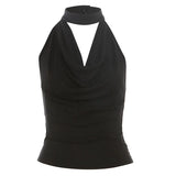 Retro-Styled Collar Hanging Neck Slings Women's Summer New Sweet Cool Style Slimming