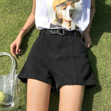 Women Summer Denim High-waist Pockets Large Size S-5XL Loose Slim Wide-leg Womens Short Korean Style All-match Chic