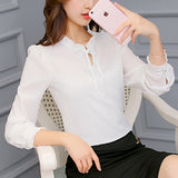 Daifei 2024 Winter Dress New Han Fan Chiffon Shirt Women's Long-Sleeved White Fashion Shirt Loose