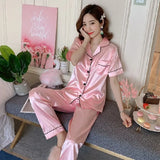 Satin Party Pajamas Comfortable 4XL 5XL Short Sleeve Casual Homewear Spring Summer Pajama Sets Silk Sleepwear