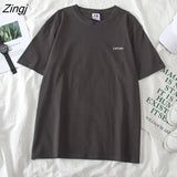 Women Short Sleeve T-shirts O-neck Embroidery Casual Simple Soft Korean Style Trendy Loose Tops Womens Sweet Girls Harajuku