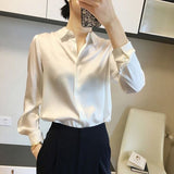 Sleeve Satin Blouse Women 2023 Solid Office Button Silk Shirt Woman Casual Loose Fashion Blouses Women Elegant Blusas