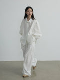 [Daihe] Autumn New Leisure Collar Pull Rope Versatile Temperament Even Sleeve Relaxed Shirt Coat Female H7477-Outfit