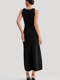 Knit Buttoned Midi Dress-Outfit