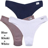 3Pcs Cotton Panties Women's Underwear G-string Comfortable Casual T Back Female V Shaped Waist Thong Intimate
