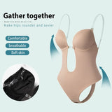 Shapewear Deep V-Neck Body Shaper Backless U Plunge Thong Shapers Waist Trainer Women Clear Strap Padded Push Up