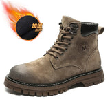 Zingj Men's Boots 2023 New Yellow Boobritish Vintage Outdoor Plush Martens