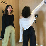 Sleeve T-shirts Women Crop Top Solid Thin Sun-proof Korean Style Loose All-match Teens Chic Ins Womens Trendy Ulzzang