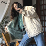 Women Kawaii Single Breasted BF Warm outwear Trendy Leisure All-match Coat Thick Invierno Patchwork Daily Mujer Teens