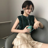 Zingj Summer New Lace Hook Flower Hollow Bottom Shirt Thin Slim Sleeveless Vest Sweater Top Women's
