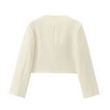 New Leisure Button Decoration Round Collar Short Coat