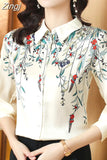 Fashion Woman Blouses 2023 Spring Printed Shirts Elegant and Youth Woman Blouses Silk Basic Womens Tops OL Female