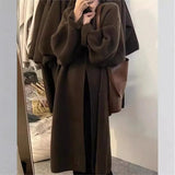 Zingj Version Loose Add Thick Double-Sided Cardigan Coat Female Autumn Winter New Large Size Languid Lazy Wind Sweater Coat