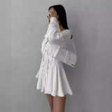 2025 New Rope Horn Sleeve V-Necked T-Shirt With Commuting Long-Sleeved