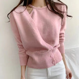 Zingj Autumn New Chi Design Feels Irregular And Fake Two Three-Button Waist Knitted