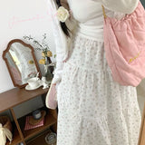 Aesthetic Floral Ruffled Maxi SkirtOutfit