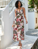 Zingj Women's Dress Station Summer Print Collection Waist Long Sling