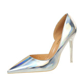 Zingj Metallic High Heels With High Heels Shallow Pointed Side Hollow Out Sexy Nightclub Women's Singles
