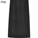 Women Simple Casual Empire Lady Fashion Korean Style Streetwear Split Midi Bottom Students Spring Female Popular Chic