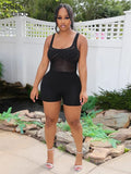 Fashion Concise See Through Rompers Women Sleeveless Skinny Midnight Party Playsuit Lady Workout Activewear