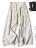 Pants for Women Cotton Linen Large Size Wide Leg Pants Femme Arts Style Elastic Waist Solid Casual Loose