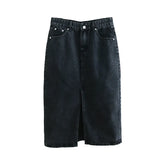 New Denim Split Design Medium-Length Skirt
