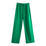 Spring Pocket Baggy Shirt Elastic Waist Pant