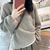 Zingj Winter Fashionable High Sense Purple Heavy Industry Bright Silk Sweater Jacket Design Sense Small Round Neck Sweater