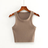 New Round Collar Solid Color Sports Short Blouse With A Slimmed Edge, A Small