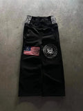 Waist New Trendy Broad Leg Trousers New Letter Embroidery Street Style Fashion